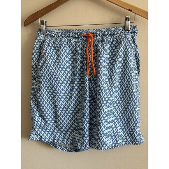 J.CREW Other - J. Crew 7" Swim Trunks Suit Diamond Print Blue White Mens Small Beach